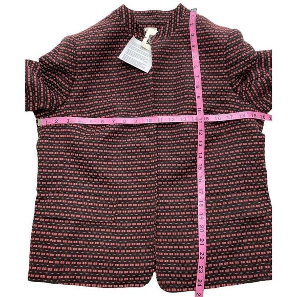 Anne Klein Seersucker Blazer Women's 14 LARGE Red Black Open-Front Mandarin‎ NEW - Picture 4 of 15